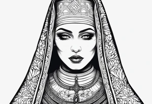 nun with nails in her eyes tattoo idea