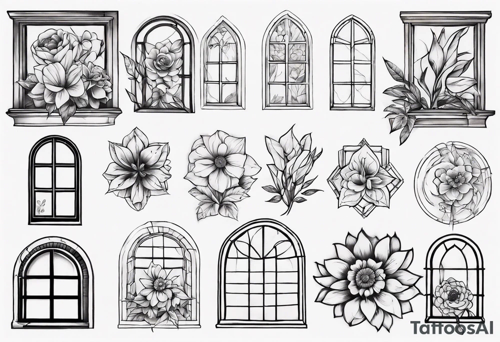 flower in a window tattoo idea