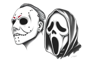 Jason & scream mask tattoo idea