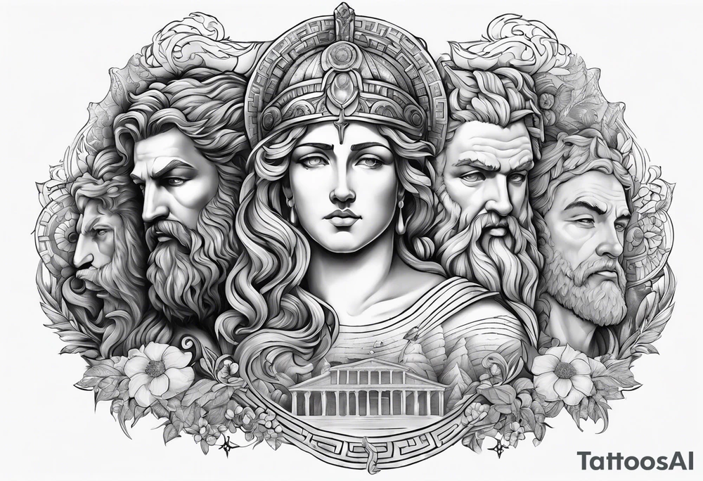 religious theme with some greek gods shoulder piece tattoo idea religious theme with some greek gods shoulder piece tattoo idea