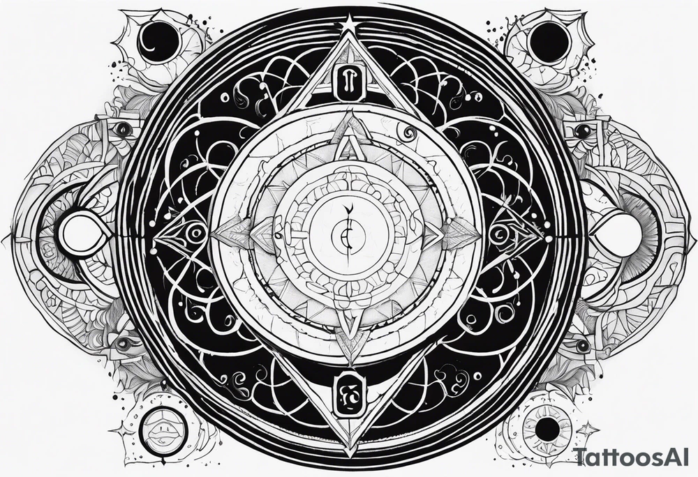 Astrology, Cancer & Aquarius, Natal Chart, angelic, vision, planetary, yin yang, the moon, spiritual third eye, mystical armband tattoo idea