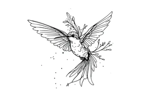 Fine line hummingbird in flight tattoo idea