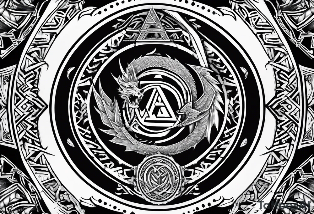 Valhalla sword shield dragon axe Valknut tribal tattoo idea Valhalla sword shield dragon axe Valknut tribal tattoo idea
