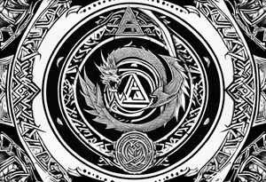 Valhalla sword shield dragon axe Valknut  tribal tattoo idea