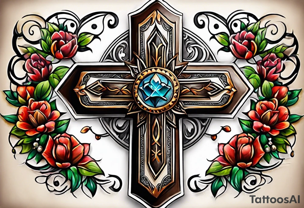 leather cross tattoo idea