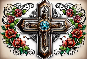 leather cross tattoo idea
