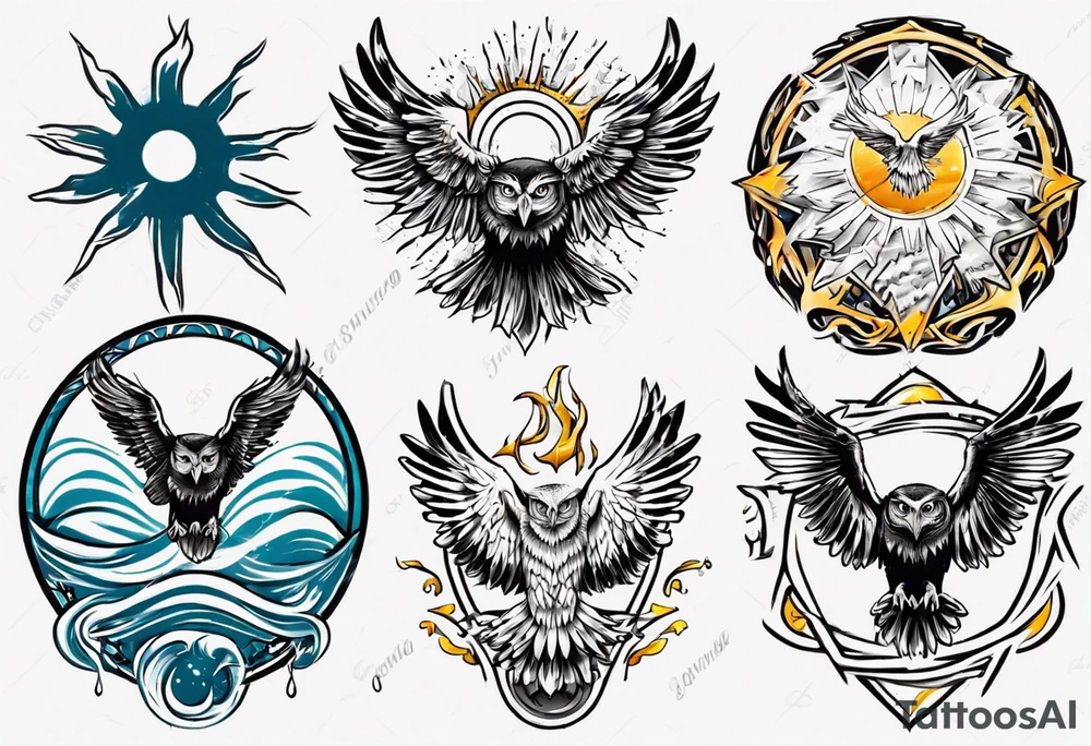 symbol eines Kriegers Wasser Eule Sonne 
Sapere Aude tattoo idea