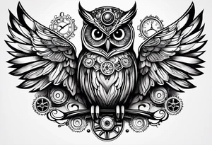 Owl in a steampunk style tattoo idea