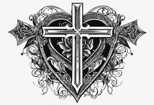 I want a cross with a pearcing sword through a broken heart tattoo idea