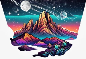 Galaxy sky with Arizona landscape tattoo idea