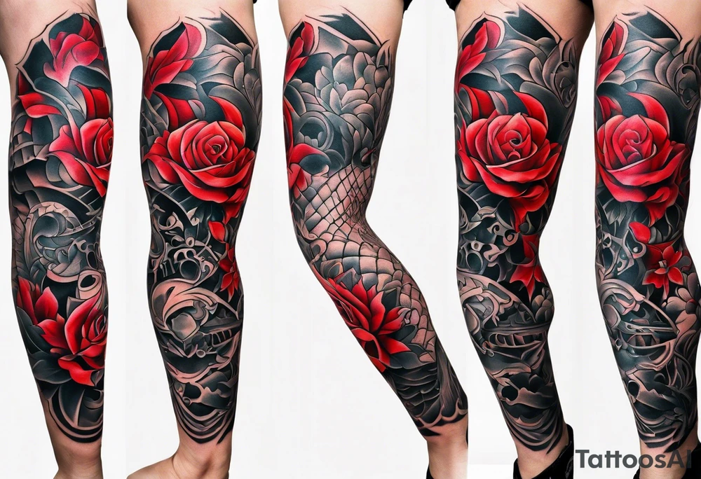 Dillon Forte Knee tattoo with tints of red tattoo idea