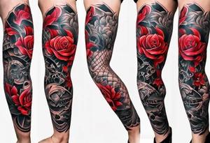 Dillon Forte Knee tattoo with tints of red tattoo idea
