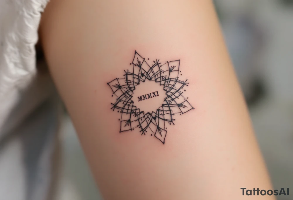 Elegant XXI.XI.MMXII in dark gray ink styled with subtle shadowing for a stone-carved effect. tattoo idea