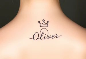 Name Oliver with a kings crown above the O tattoo idea