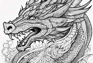Geometric aquatic dragon cute tattoo idea
