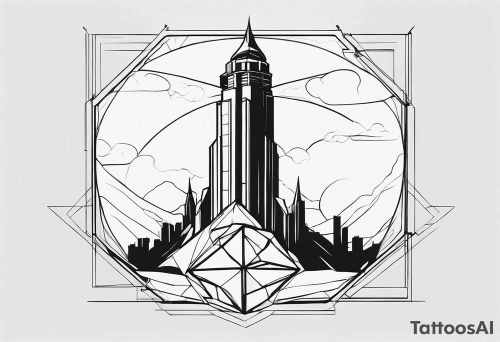 Tesseract in shape of dark tower tattoo idea