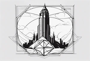 Tesseract in shape of dark tower tattoo idea