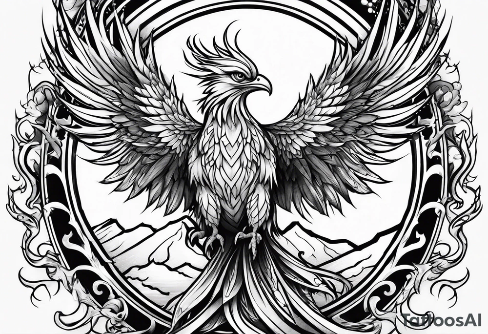Heavy metal phoenix being reborn tattoo idea