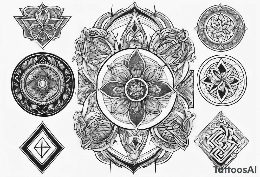 Luck symbols combinated tattoo idea