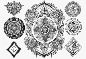 Luck symbols combinated tattoo idea