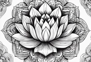 Lotus flower mandala with fine lines tattoo idea