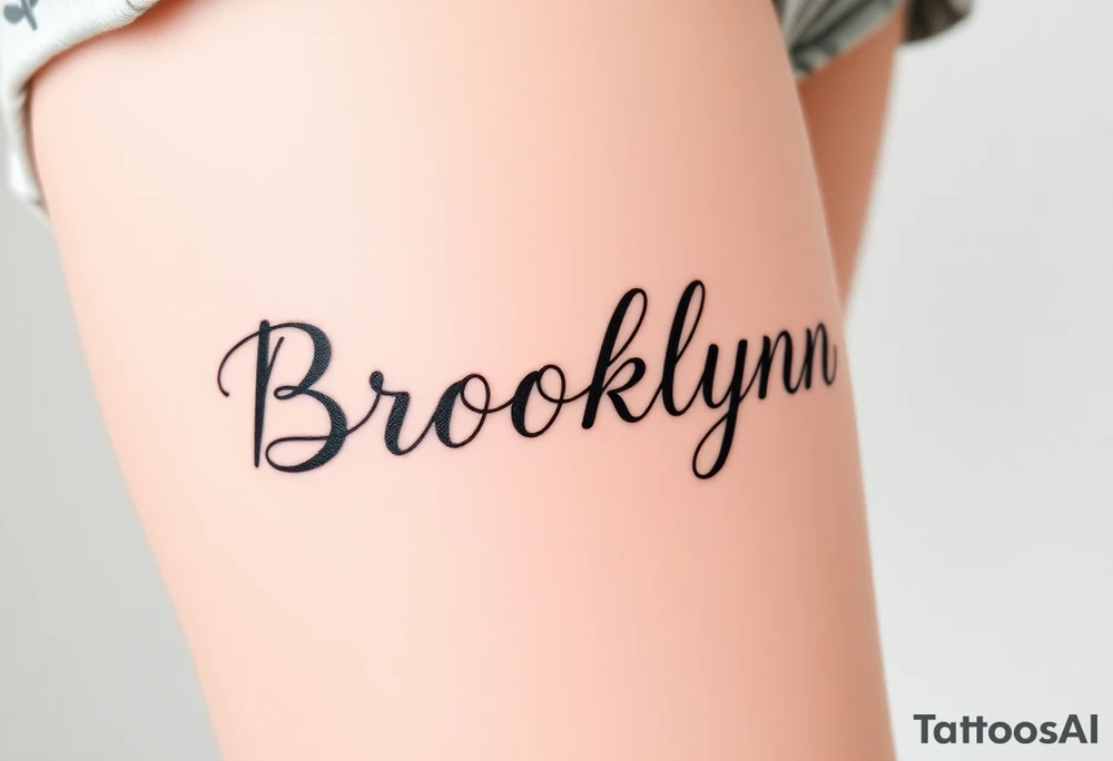 My daughter's name, Brooklynn, in cursive  font tattoo idea