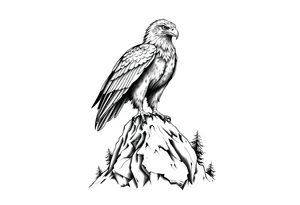 an eagle stands on arock.forest tattoo idea