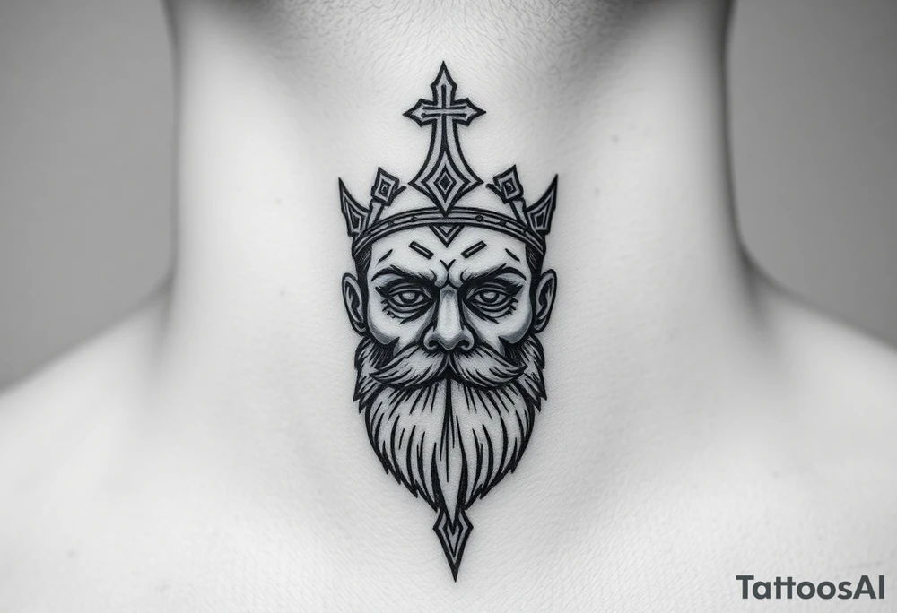 patriarch kiril head on the front of neck but in a way where it wont age poorly tattoo idea