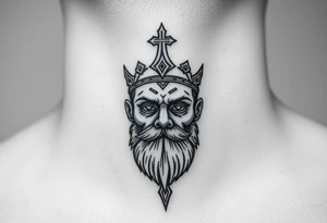 patriarch kiril head on the front of neck but in a way where it wont age poorly tattoo idea