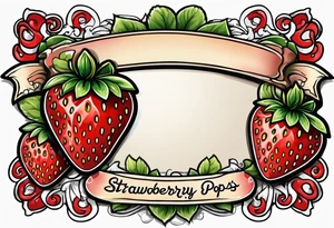Single strawberry with a banner that reads “Pops” tattoo idea