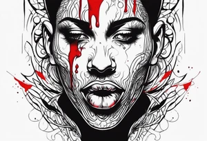 protruding tongue with blood streaks tattoo idea