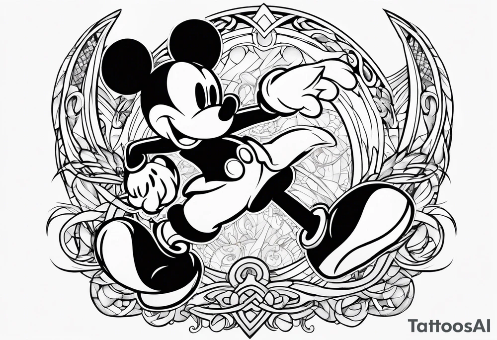 mickey mouse in mortal combat style tattoo idea