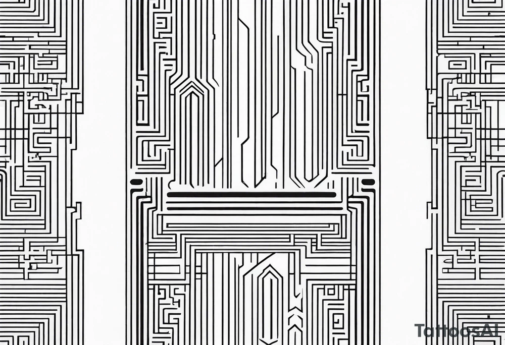 Circuit minimalistic tall and long tattoo idea
