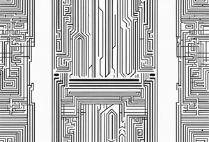 Circuit minimalistic tall and long tattoo idea