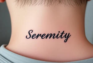Serenity vertically on neck tattoo idea