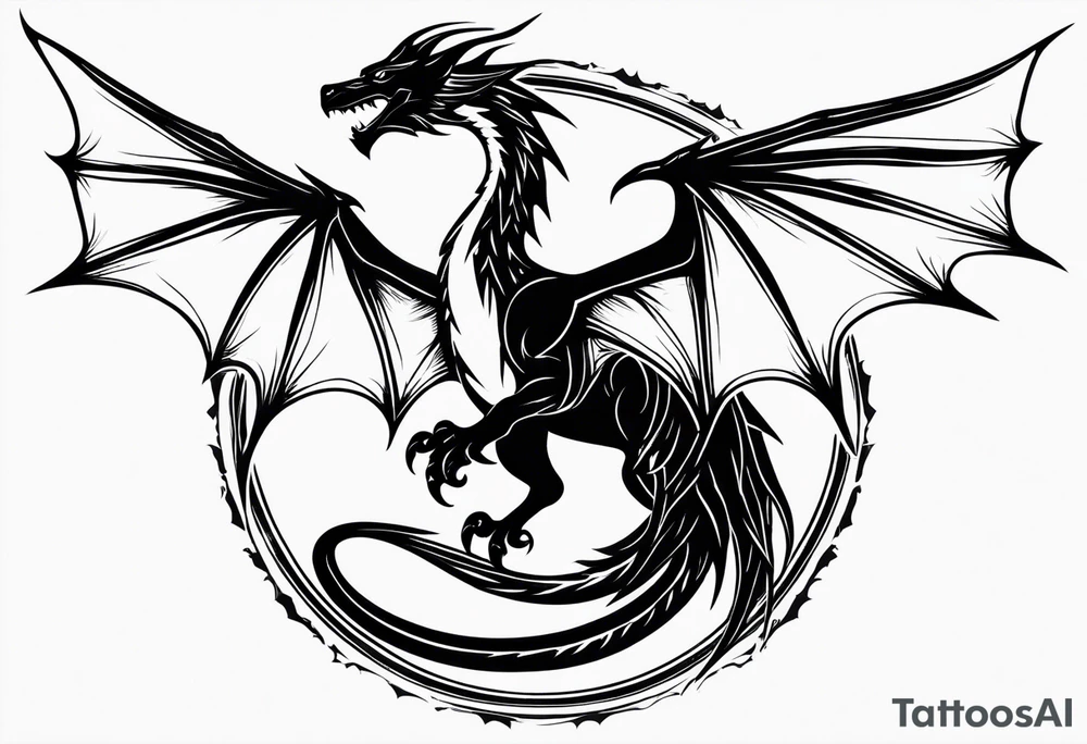 Silhouette minimal wyvern tattoo idea