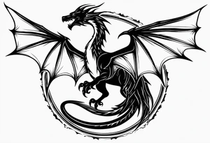 Silhouette minimal wyvern tattoo idea