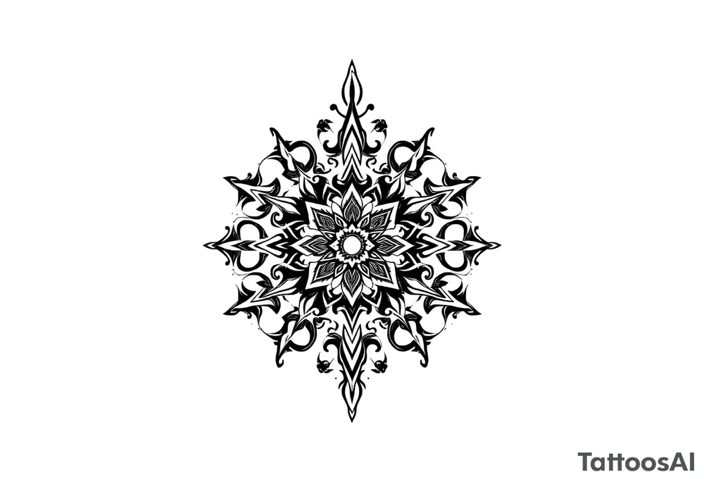 mytical shaman and witch ornament with ancient rhyme tattoo idea