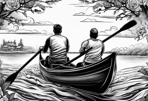 two people rowing tattoo idea