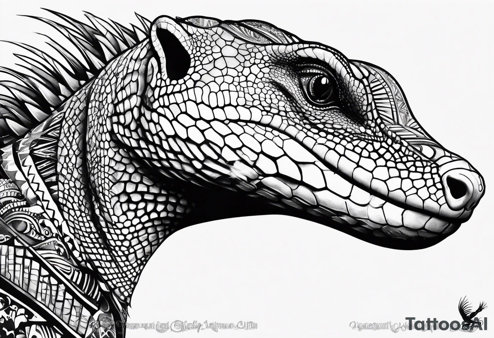 Goanna circling the name Jamal tattoo idea