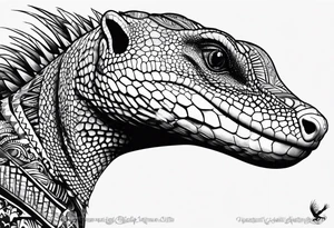 Goanna circling the name Jamal tattoo idea