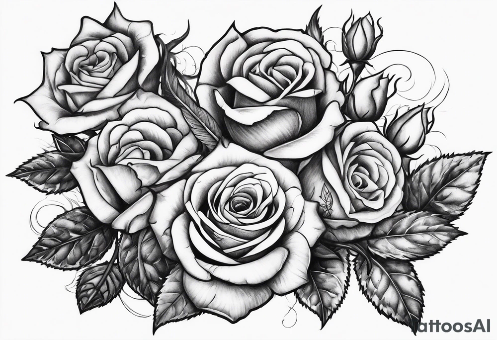 sword with roses and thorns tattoo idea