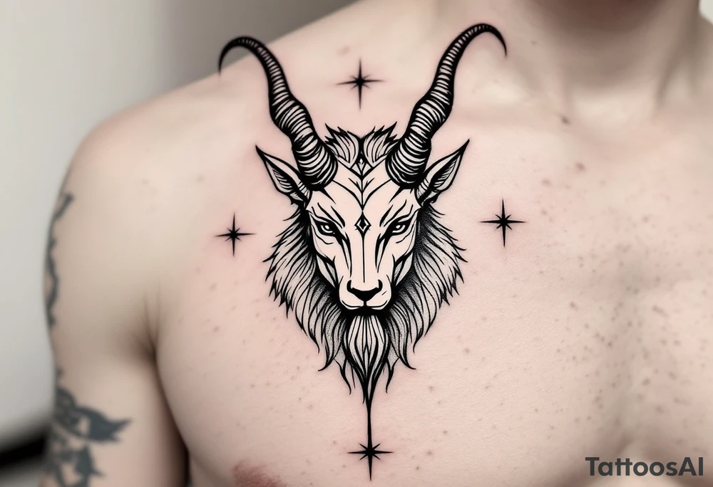 Capricorn head and body y starsign  10x10 cm tattoo idea