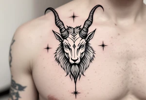 Capricorn head and body y starsign  10x10 cm tattoo idea