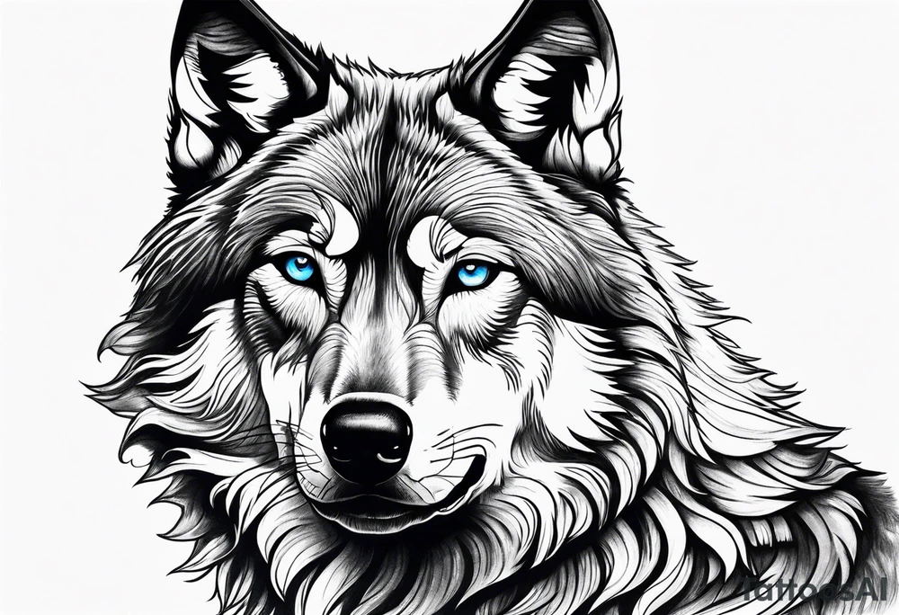 wolf with blue eyes tattoo idea