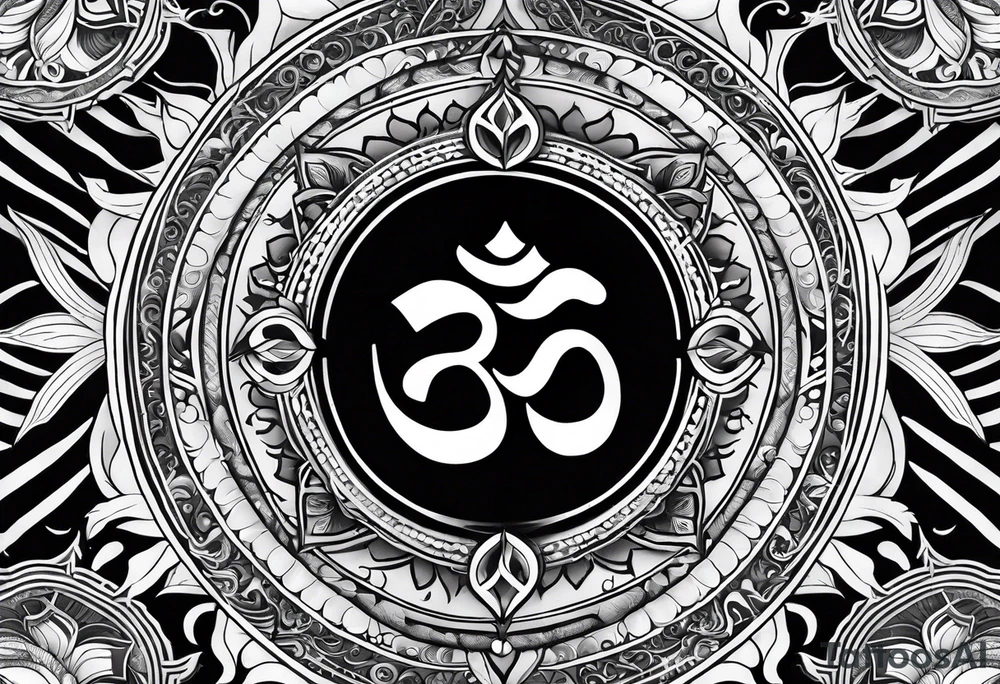 Forearm sleeve based around Sanskrit Om symbol for breathe tattoo idea