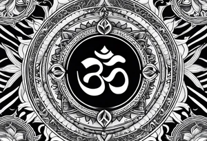 Forearm sleeve based around Sanskrit Om symbol for breathe tattoo idea