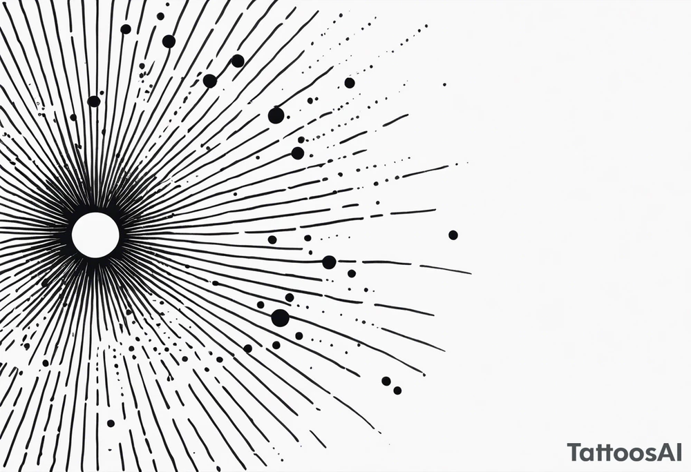 simple sunshine made of black dots with circles. rays coming out tattoo idea