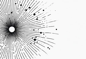 simple sunshine made of black dots with circles. rays coming out tattoo idea