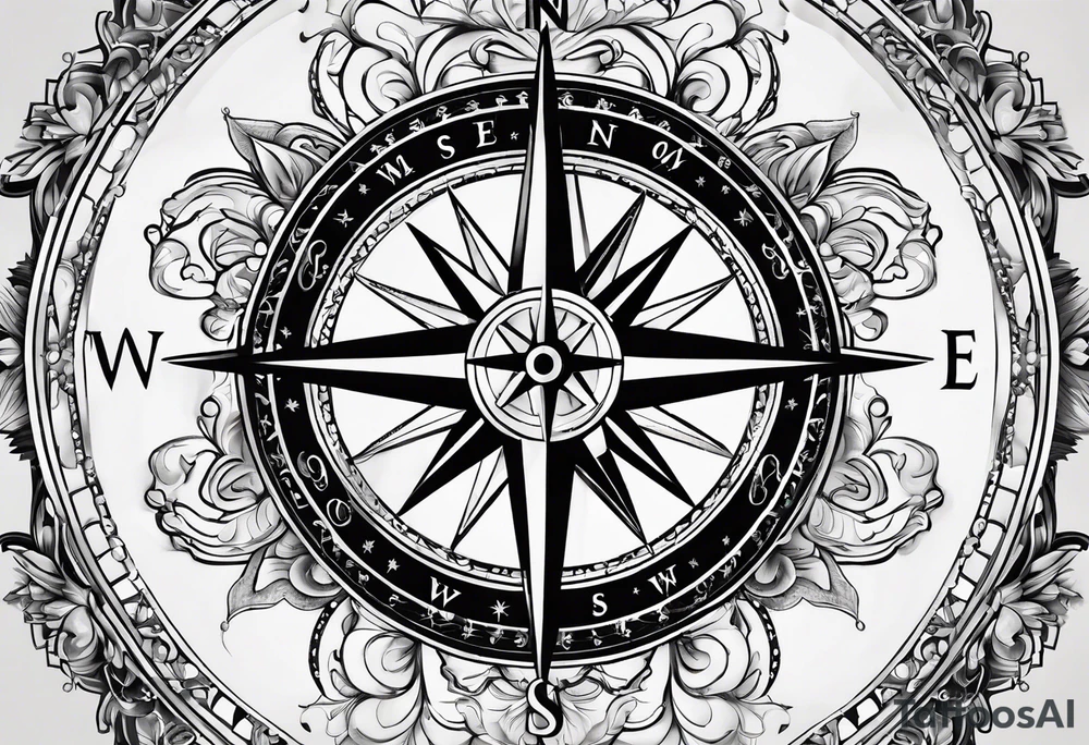 vintage compass tattoo idea